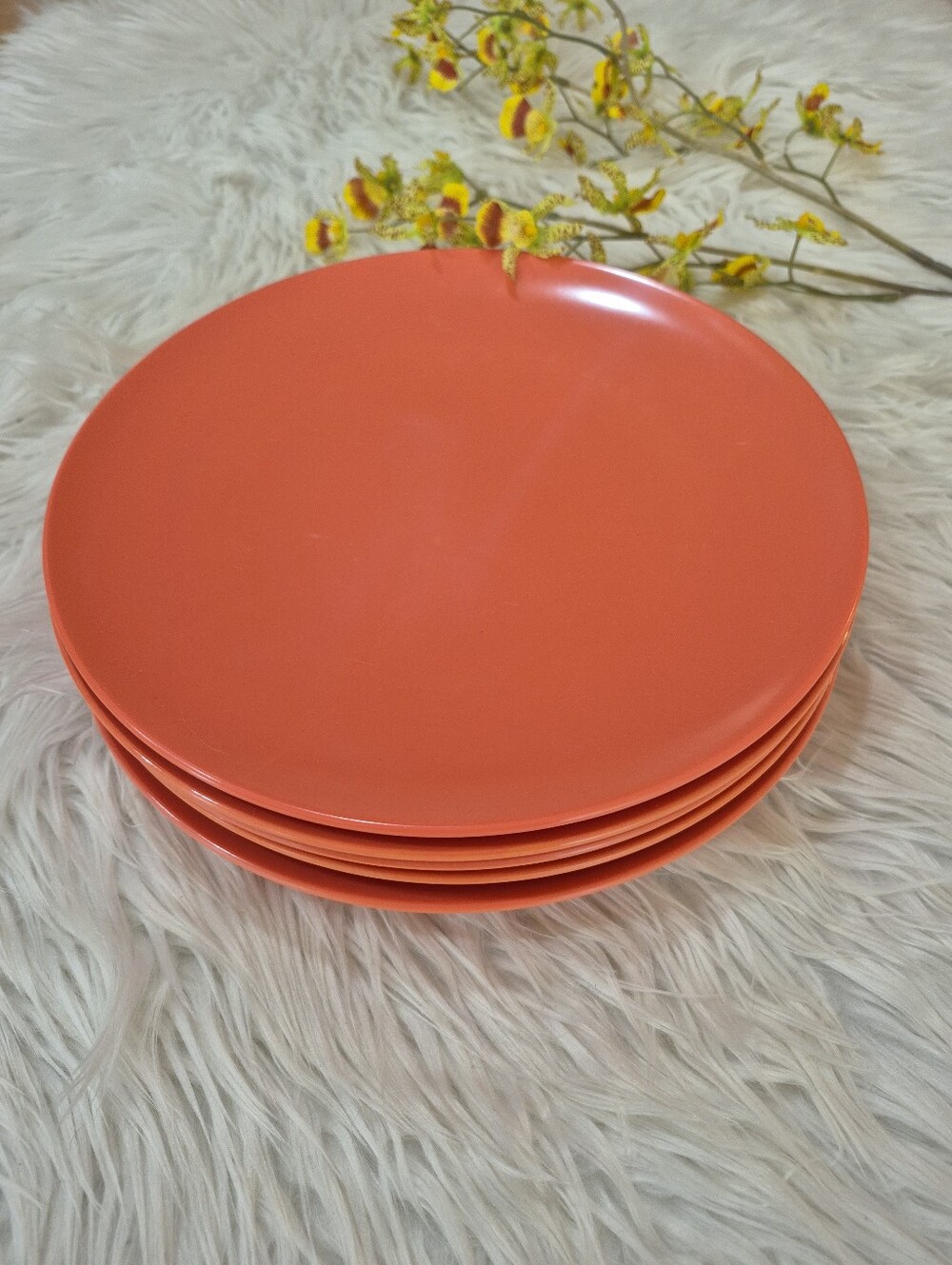Bright Coral Melamine Dinner Plate - Set of 5